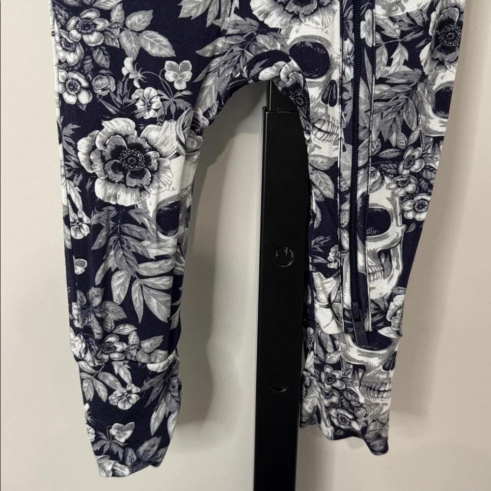 Little Bum Bums Floral Skull Print Bamboo Zippy Romper 9-12 Months EUC